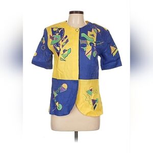 Vintage 90s NEW Ann Gerlin Womens 10 100% Linen Blazer Art To Wear Embroidered